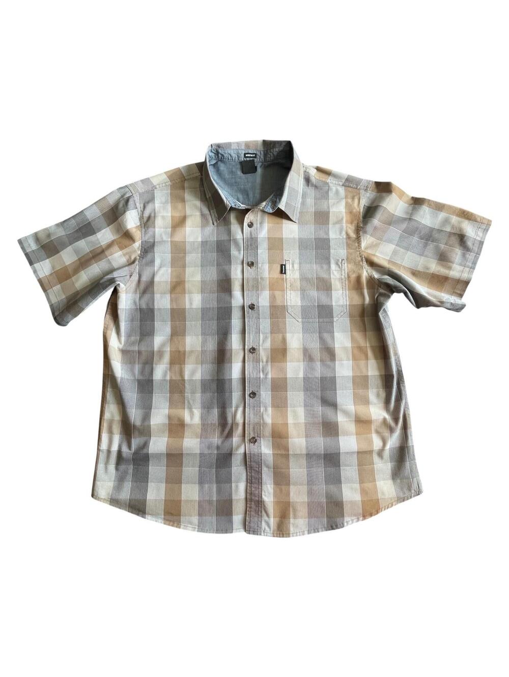 Dickies‎ Modern Fit Plaid Button Down Shirt Men's 2XL Tan